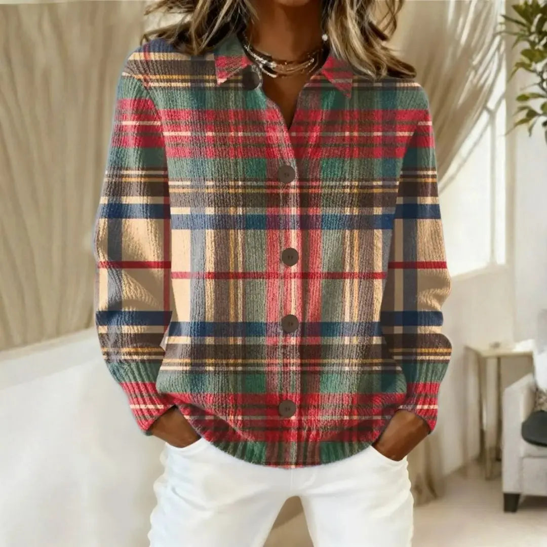 Women's Cotton Flannel Button-Front Plaid Blouse