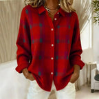 Women's Cotton Flannel Button-Front Plaid Blouse