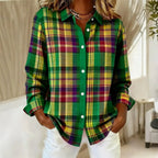 Women's Cotton Flannel Button-Front Plaid Blouse