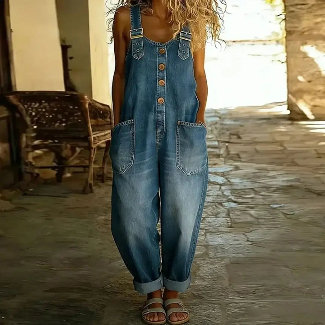 Jackline - Women's Vintage Soft Denim-Look Overalls
