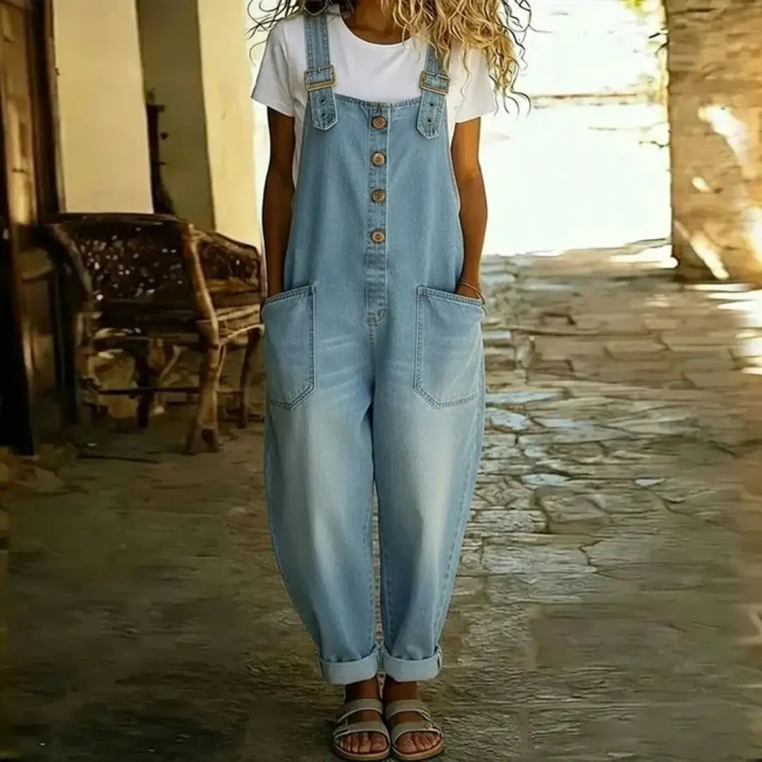 Jackline - Women's Vintage Soft Denim-Look Overalls