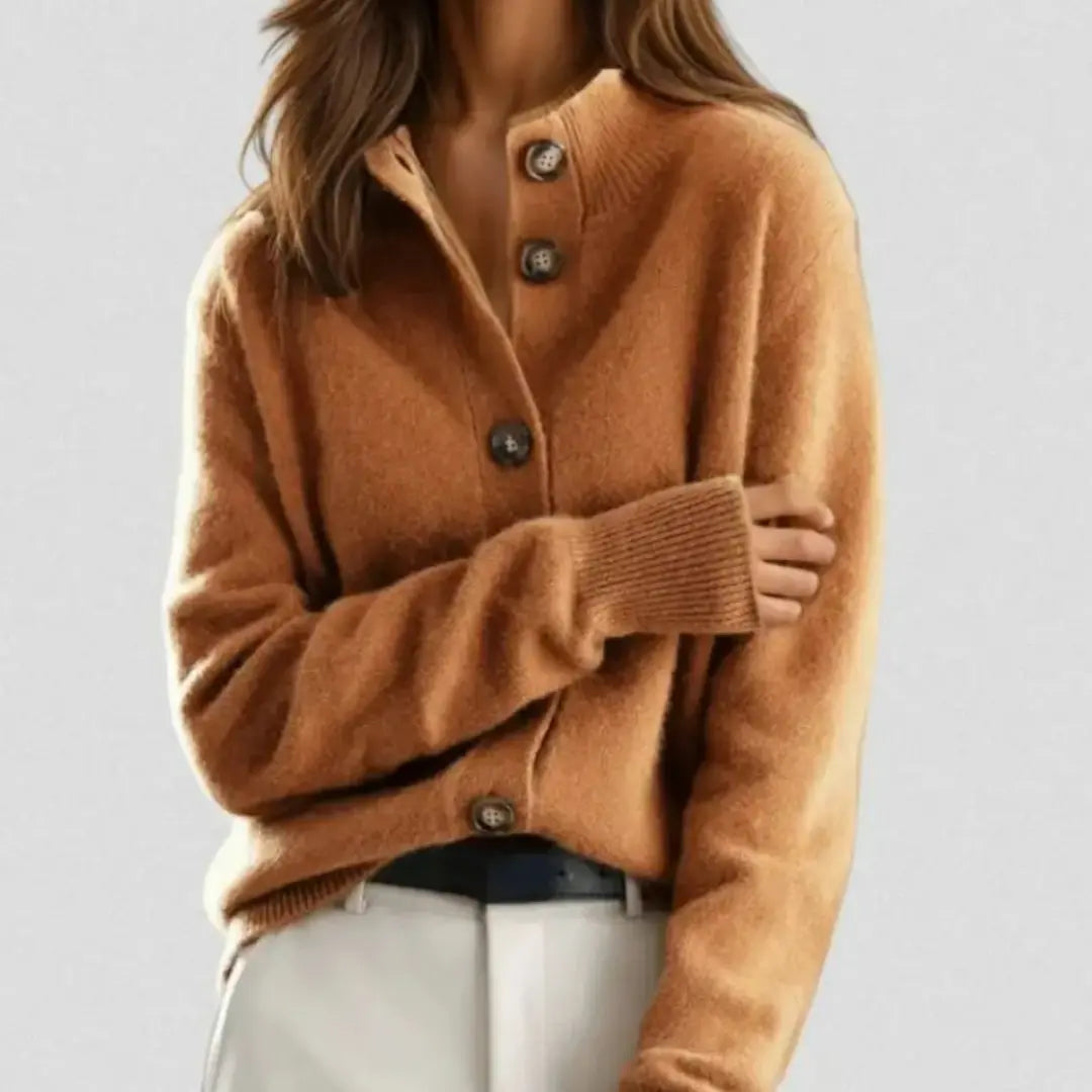 Women's Knit Button-Front Collared Cardigan
