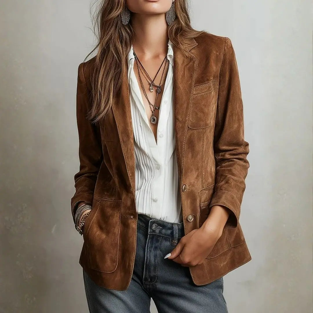 Women's Single-Breasted Faux Suede Jacket