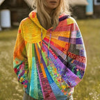 Women's Lightweight Relaxed Patchwork Bohemian Hoodie