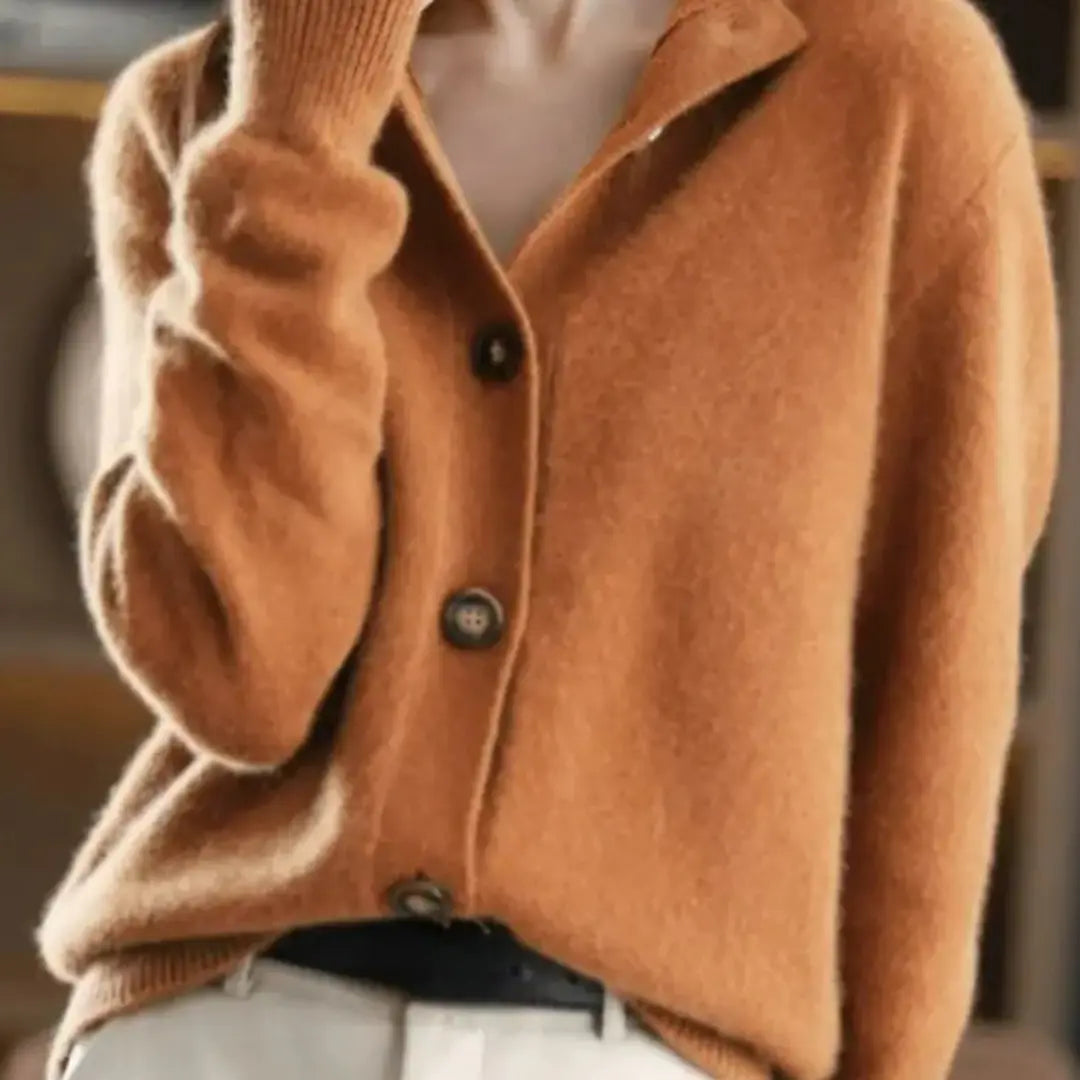 Women's Knit Button-Front Collared Cardigan