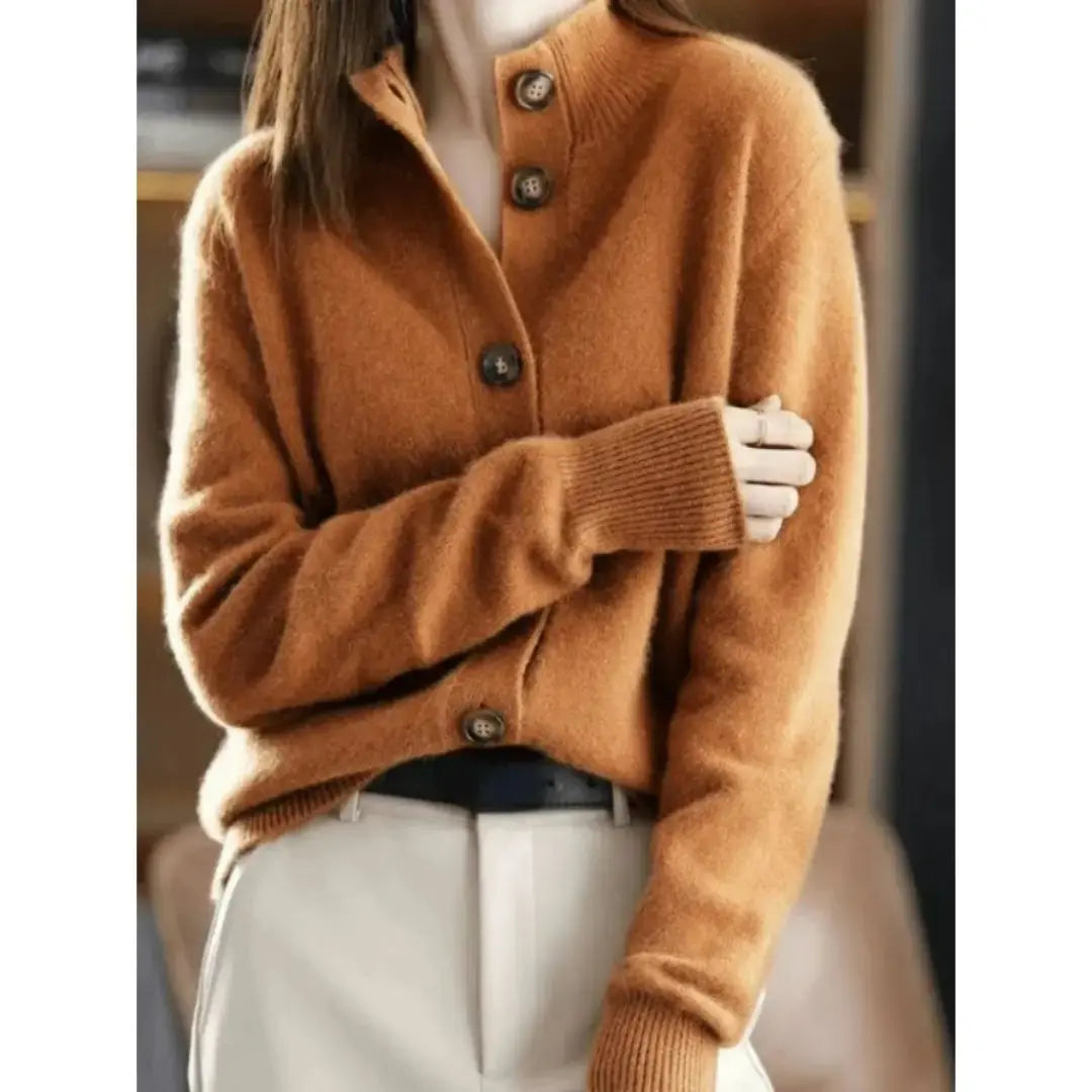Women's Knit Button-Front Collared Cardigan