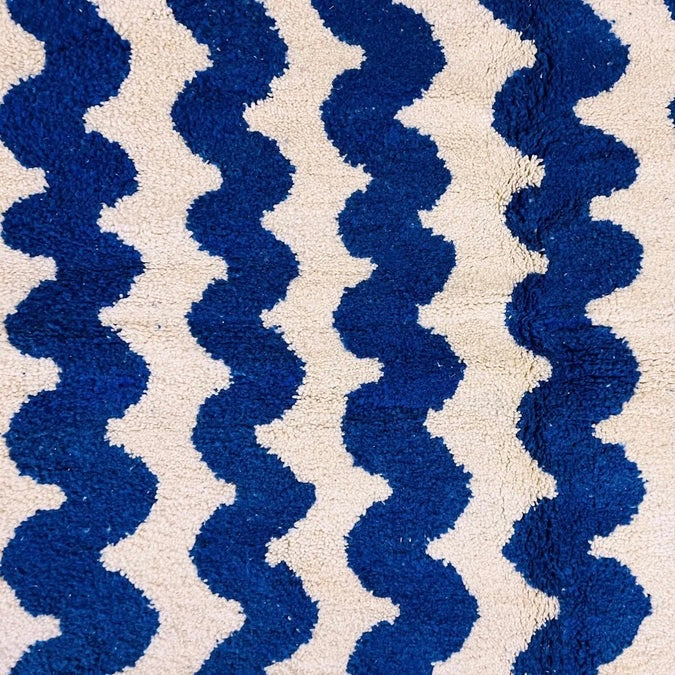 Moroccan rug Round Blue Beni ouarain Handmade wool carpet custom