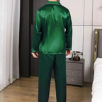 Men's Smooth Satin-Silk Button-Front Pajamas