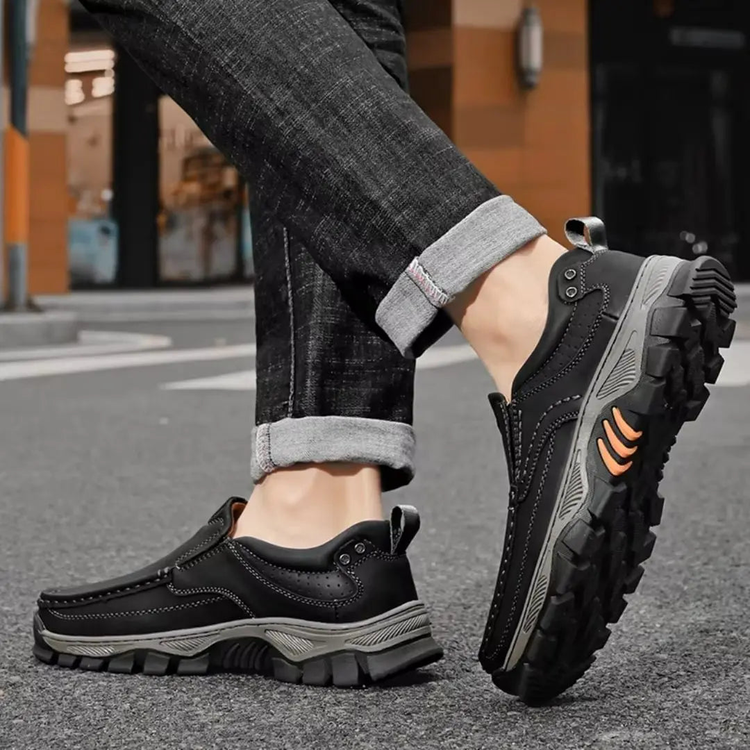 Mantraff Men's Leather Slip-On Walking Boots