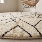 Moroccan rug Round Beni ouarain rug Handmade natural wool carpet custom size