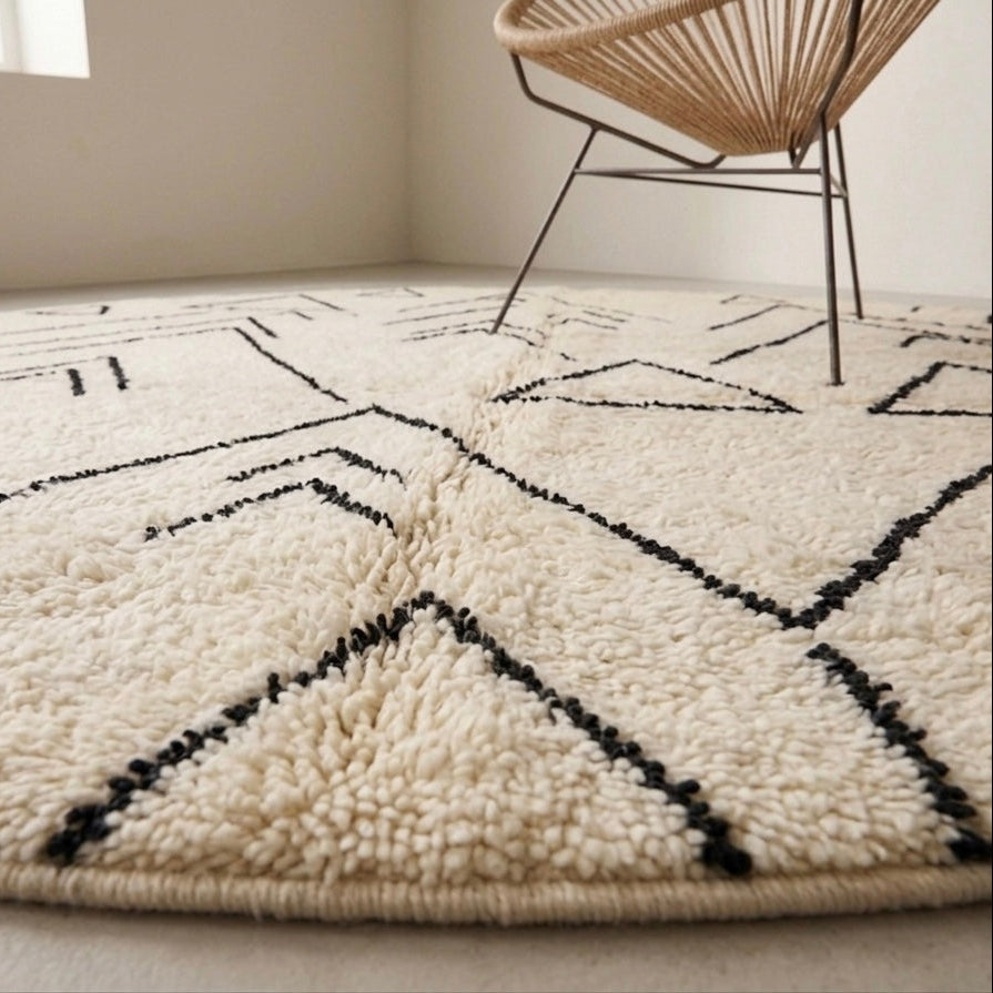 Moroccan rug Round Beni ouarain rug Handmade natural wool carpet custom size
