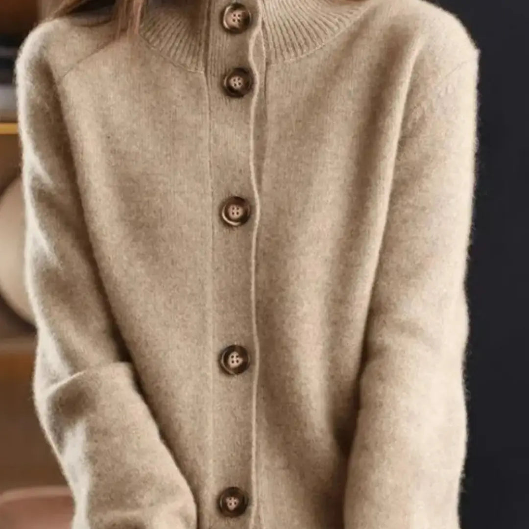 Women's Knit Button-Front Collared Cardigan
