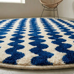 Moroccan rug Round Blue Beni ouarain Handmade wool carpet custom