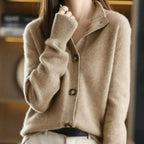 Women's Knit Button-Front Collared Cardigan