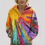 Women's Lightweight Relaxed Patchwork Bohemian Hoodie
