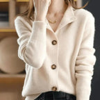 Women's Knit Button-Front Collared Cardigan