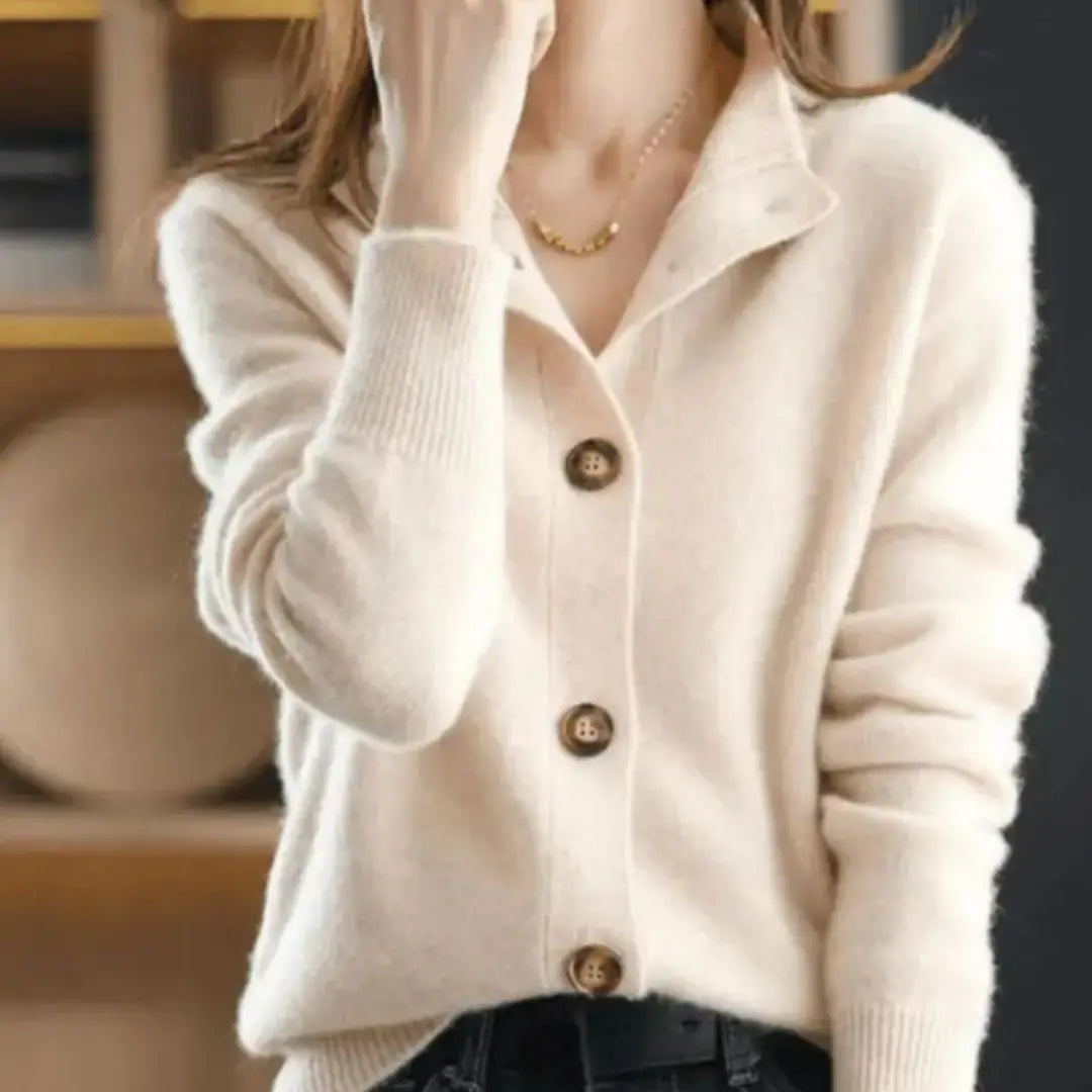 Women's Knit Button-Front Collared Cardigan