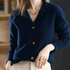 Women's Knit Button-Front Collared Cardigan