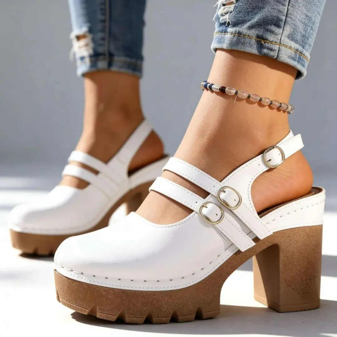 Delilah Women's Platform Slingback Block Heels