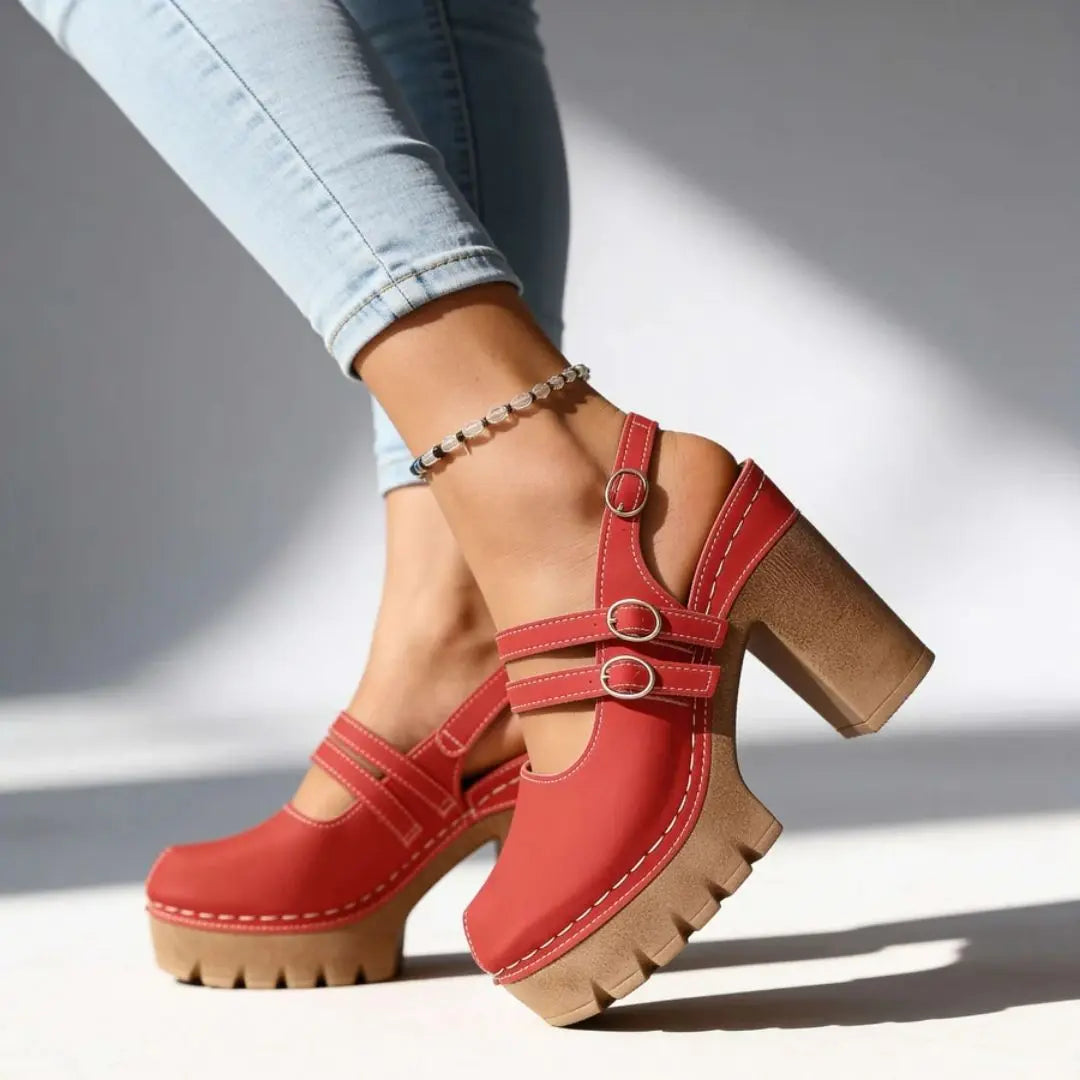 Delilah Women's Platform Slingback Block Heels