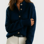 Women's Knit Button-Front Collared Cardigan