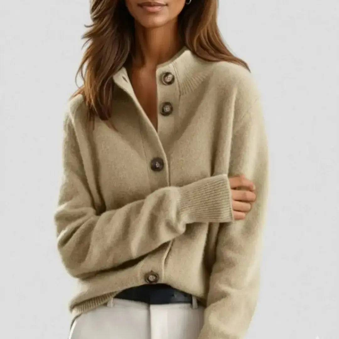 Women's Knit Button-Front Collared Cardigan