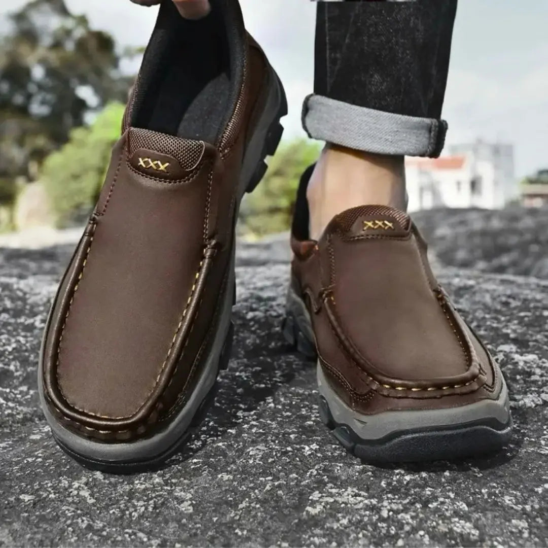 MANTRAFF Men's Genuine Leather Slip-On Walking Boots