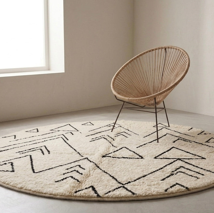 Moroccan rug Round Beni ouarain rug Handmade natural wool carpet custom size