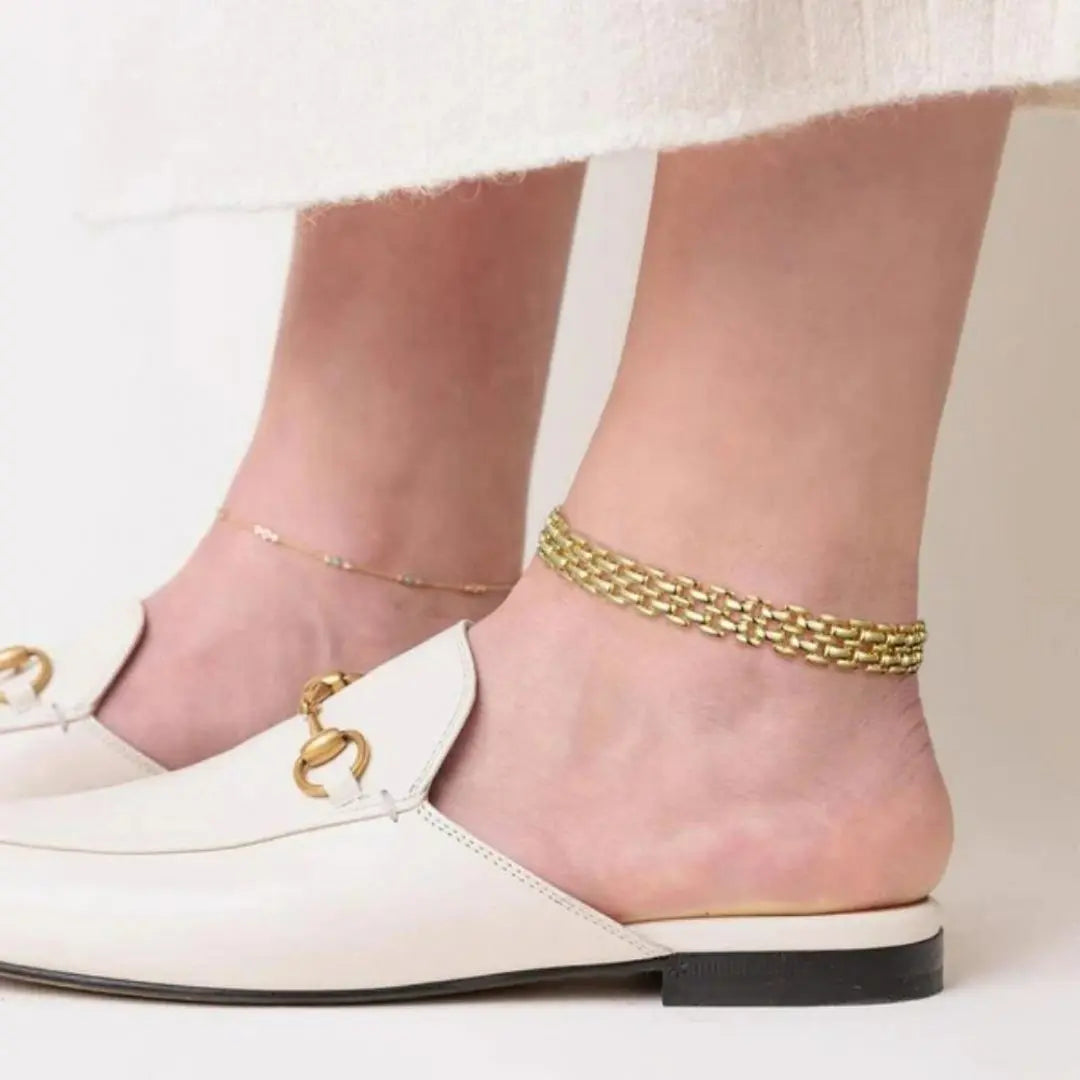 2pc 14k Chunky Link Anklets