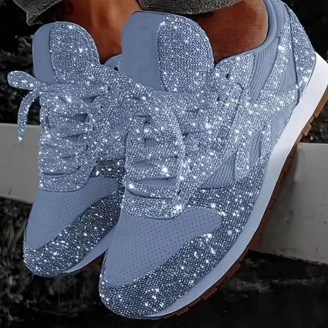 Sparkline Women's Glitter Lace-Up Sneakers