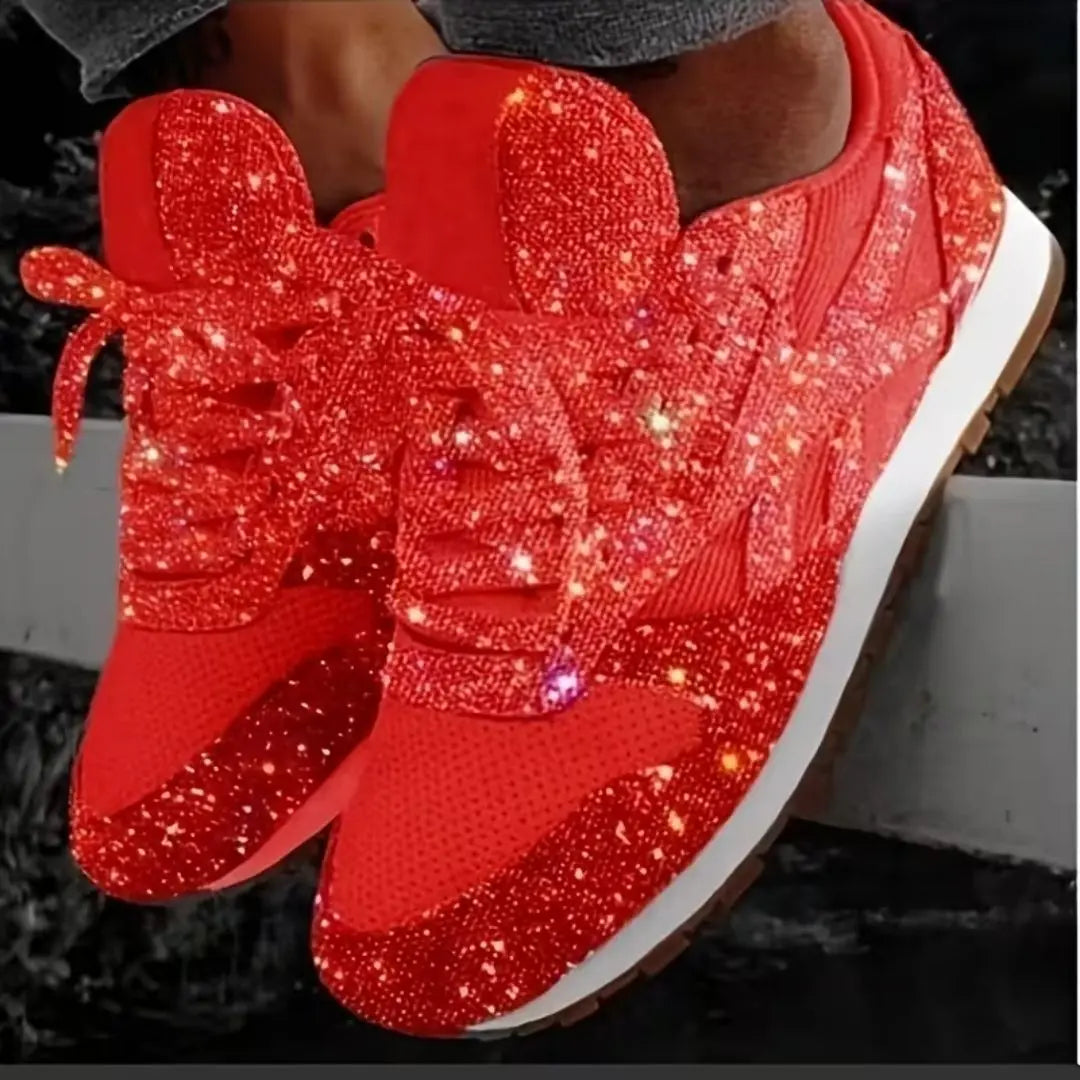 Sparkline Women's Glitter Lace-Up Sneakers