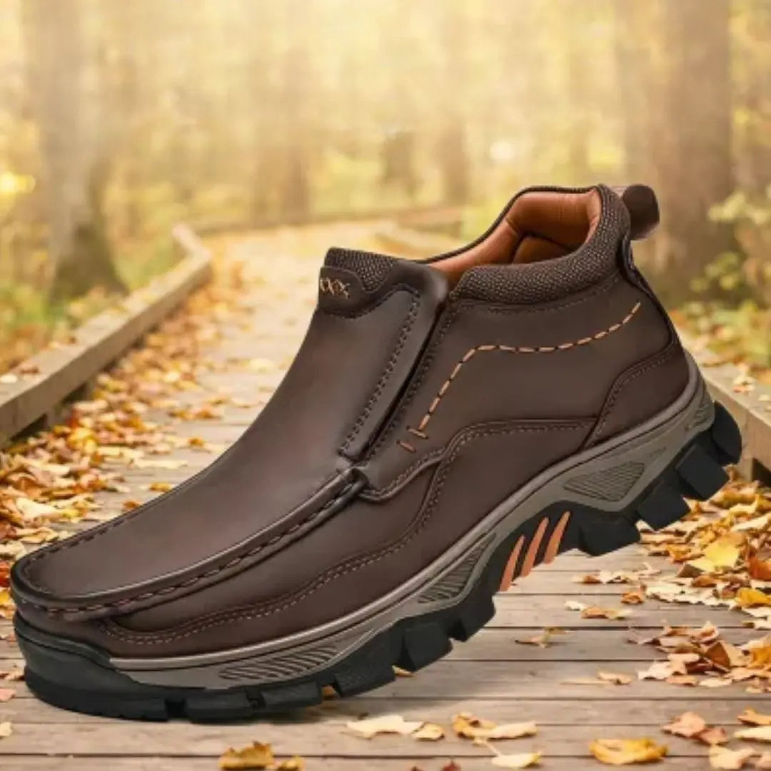 MANTRAFF Men's Genuine Leather Slip-On Walking Boots