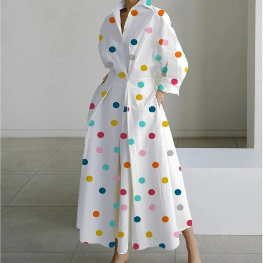 Women's Elegant Collared Front-Wrap Maxi Dress