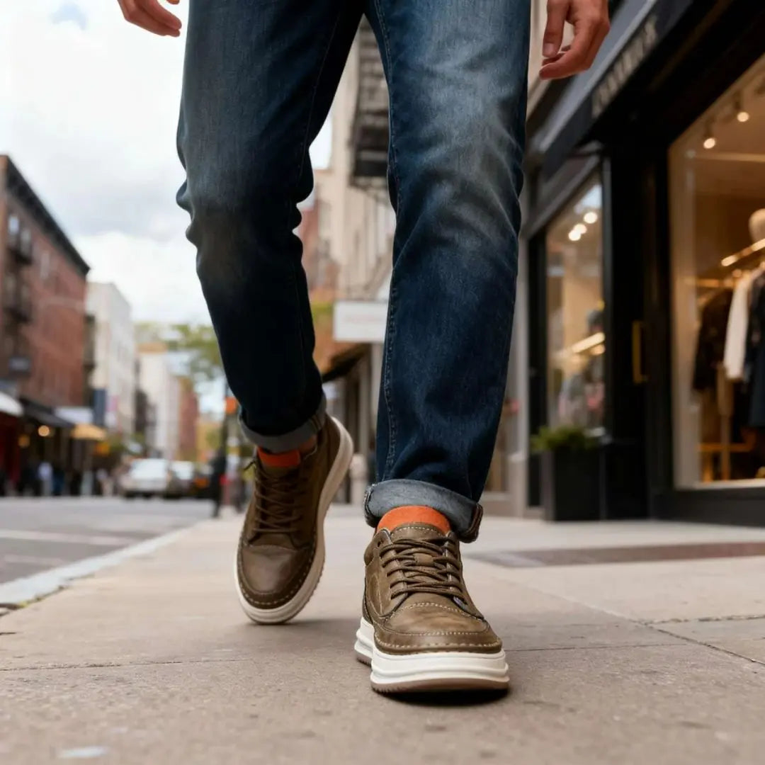 Robert Johnson Men's Leather Mid-Top Sneakers