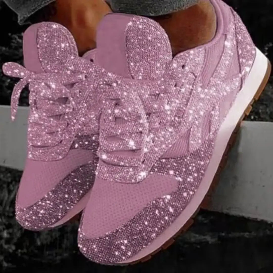 Sparkline Women's Glitter Lace-Up Sneakers
