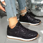Sparkline Women's Glitter Lace-Up Sneakers