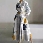 Women's Elegant Collared Front-Wrap Maxi Dress