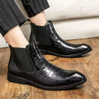 Amarillo Men's Snakeskin Textured Chelsea Boots