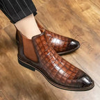 Amarillo Men's Snakeskin Textured Chelsea Boots