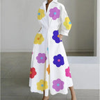 Women's Elegant Collared Front-Wrap Maxi Dress