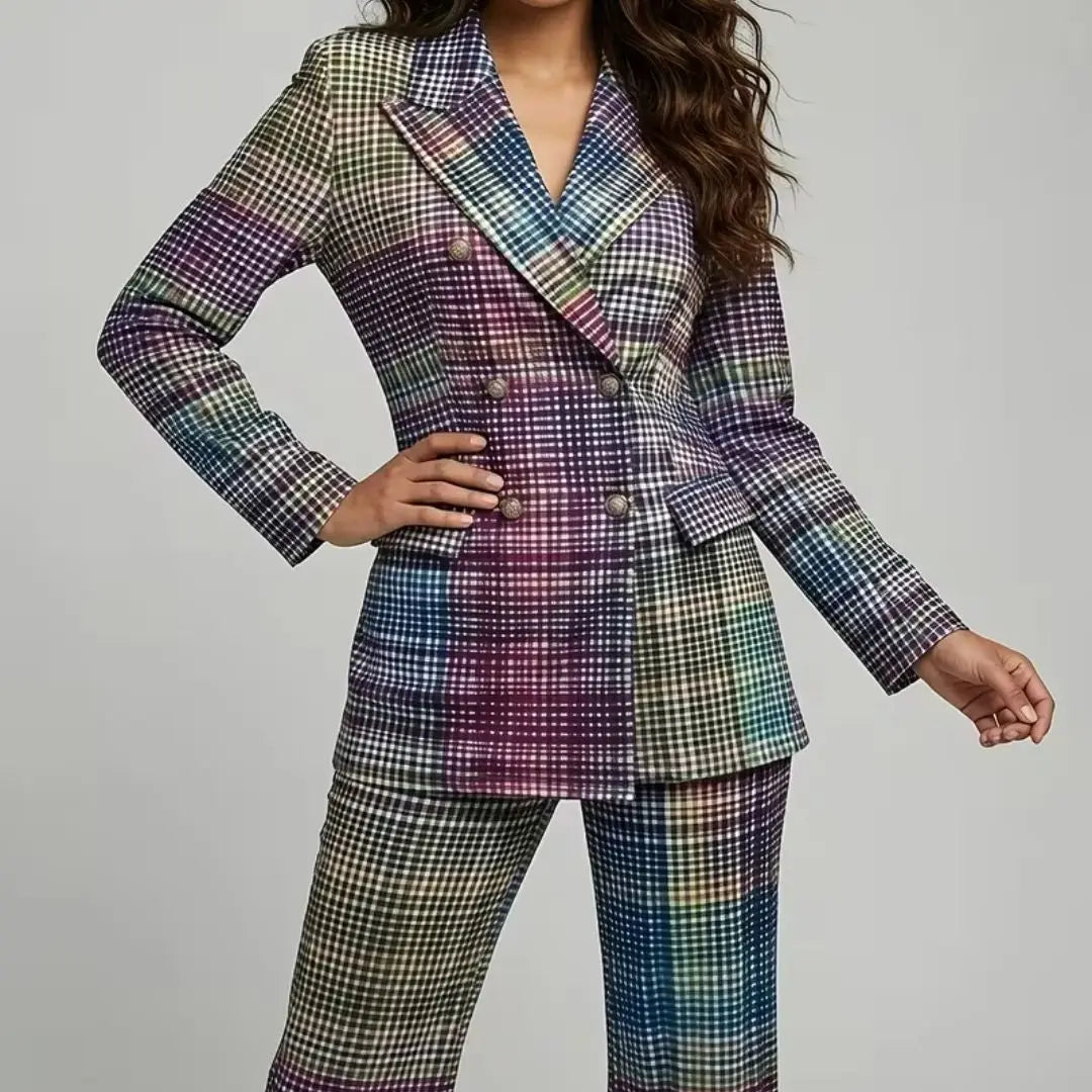 Sophia - Women's Luxe Multicolor V-neck Suit