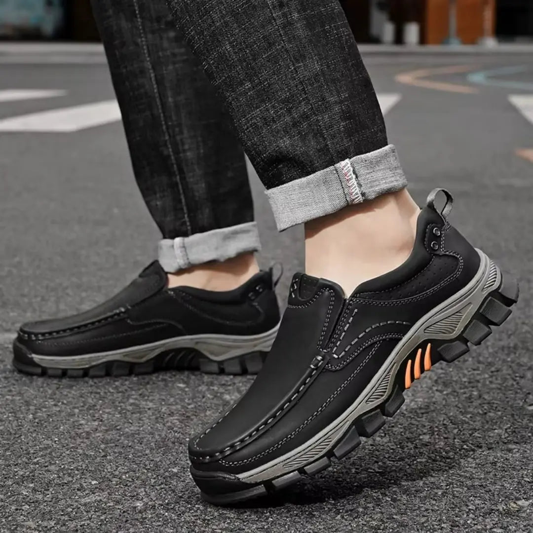Mantraff Men's Leather Slip-On Walking Boots