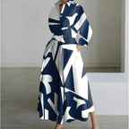 Women's Elegant Collared Front-Wrap Maxi Dress