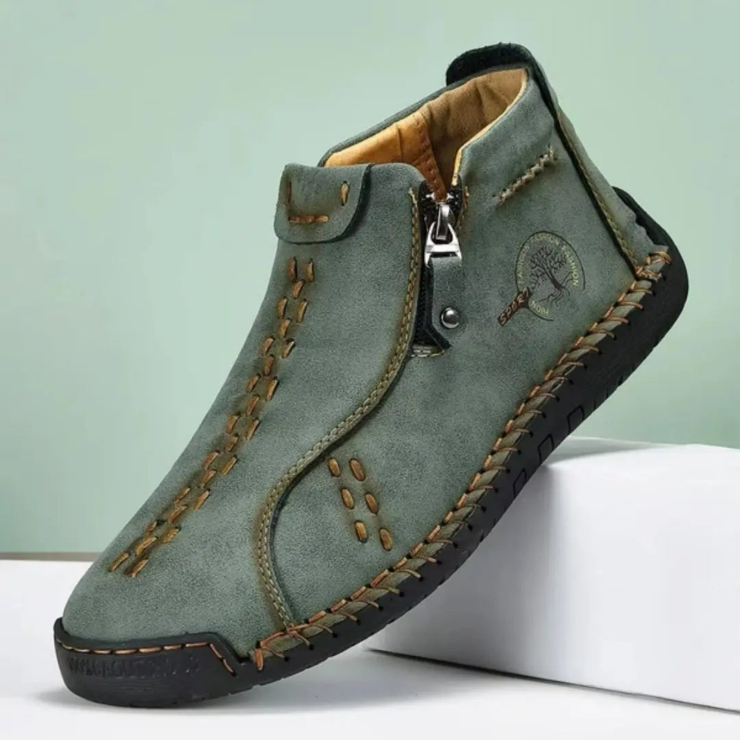 Women's Hand-Stitched Comfort Ankle Boots with Side Zip