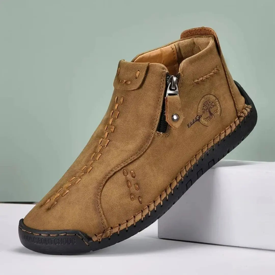 Women's Hand-Stitched Comfort Ankle Boots with Side Zip