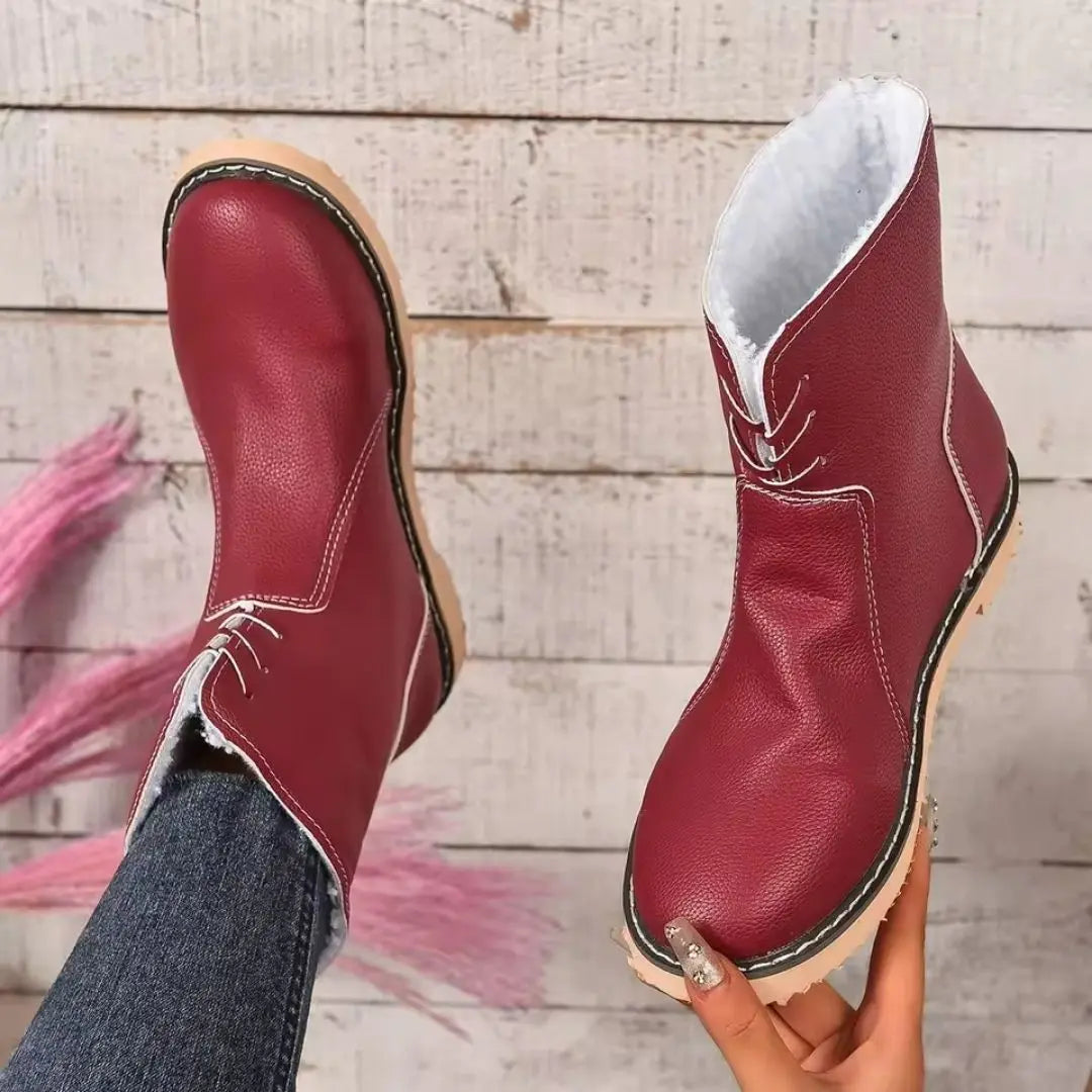 Women's Insulating Water-Resistant Vegan Leather Ankle Boots