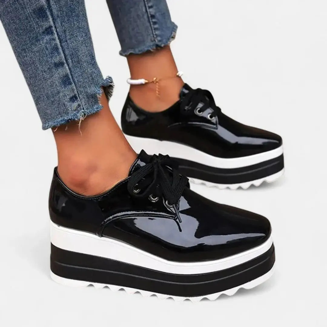 Women's Water-Resistant Square-Toe Platform Derbies