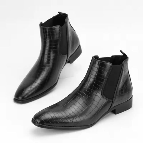 Amarillo Men's Snakeskin Textured Chelsea Boots