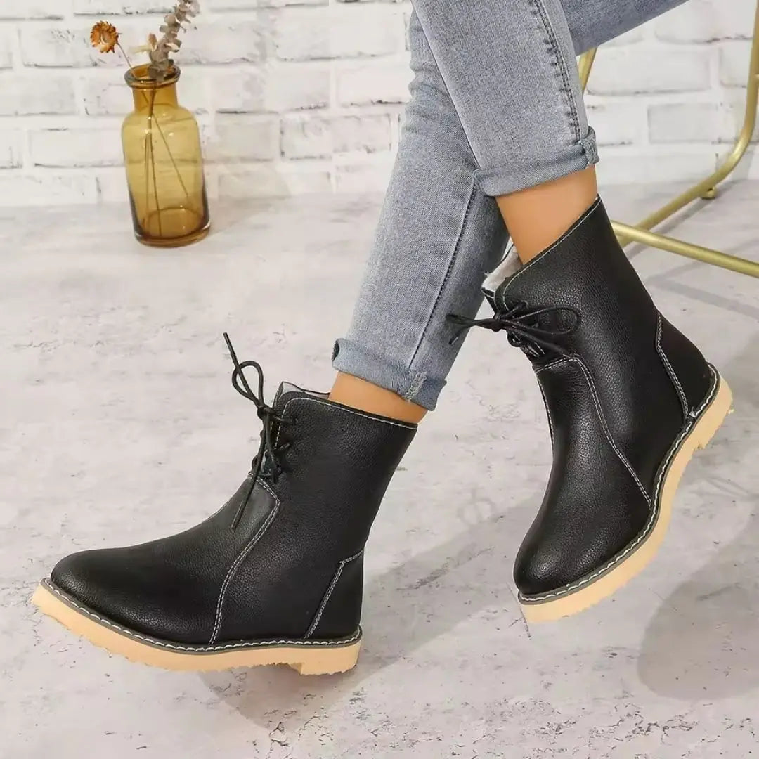 Women's Insulating Water-Resistant Vegan Leather Ankle Boots