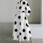 Women's Elegant Collared Front-Wrap Maxi Dress